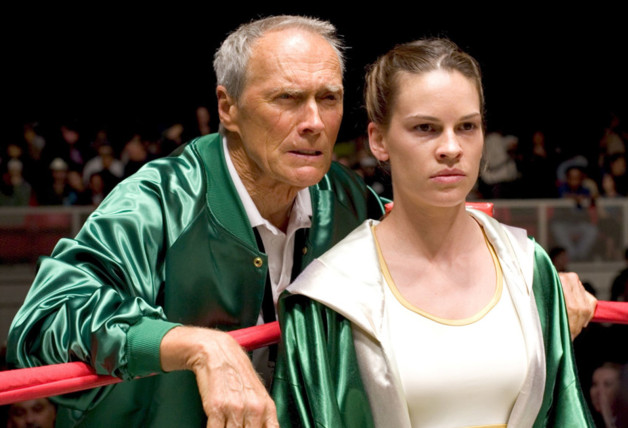 Hilary Swank y Clint Eastwood en 'Million dollar baby'.