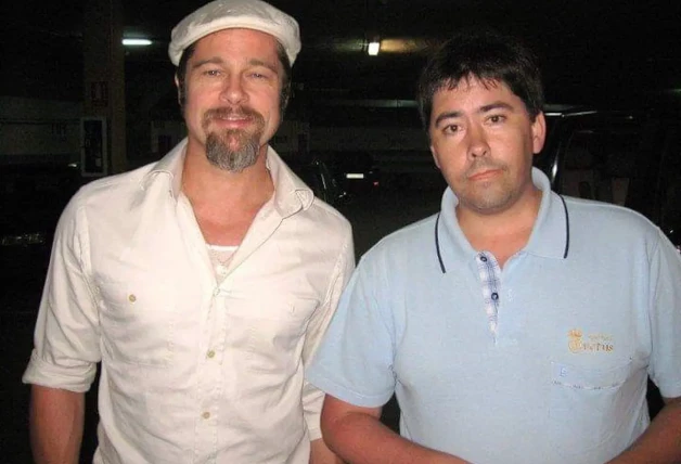 Ander Azcárate con Brad Pitt