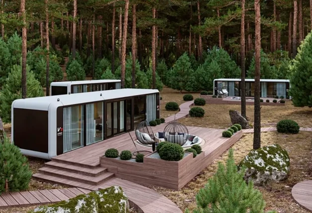 Casas modulares vessel en el bosque