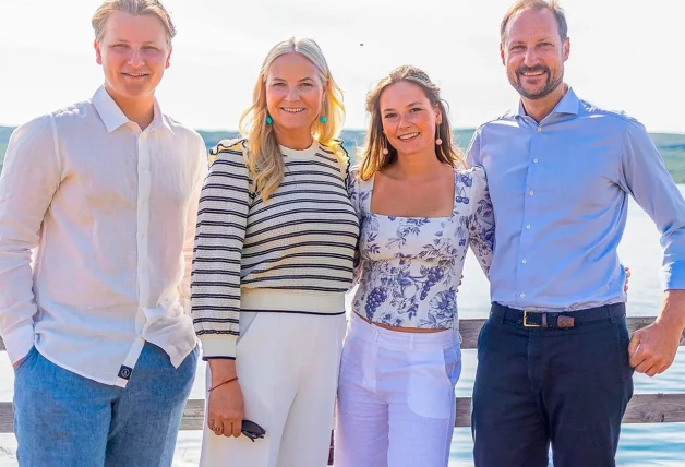 Mette Marit con su familia hace un año, durante las vacaciones de verano.