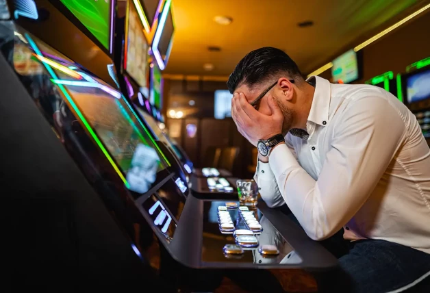 Hombre que ha perdido dinero en las máquinas tragaperras.