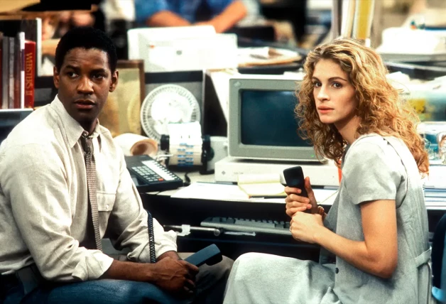 Denzel Washington junto a la actriz Julia Roberts en la famosa película 'El informe pelicano'.