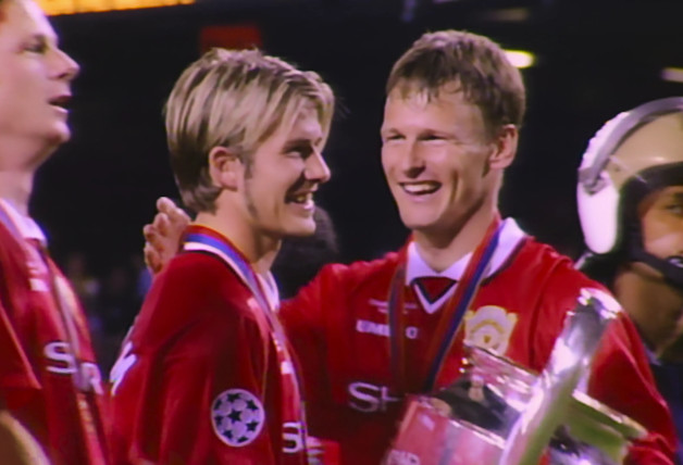 David Beckham, de joven, en el Manchester United.