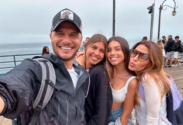 Joaquín Sánchez con su familia en EEUU.