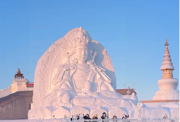 Escultura de hielo en Harbin, China.