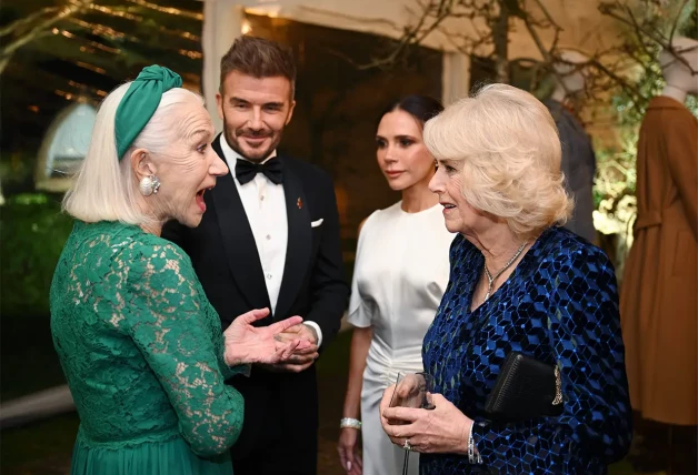 Camilla Parker Bowles con Helen Mirren y David y Victoria Bekcham