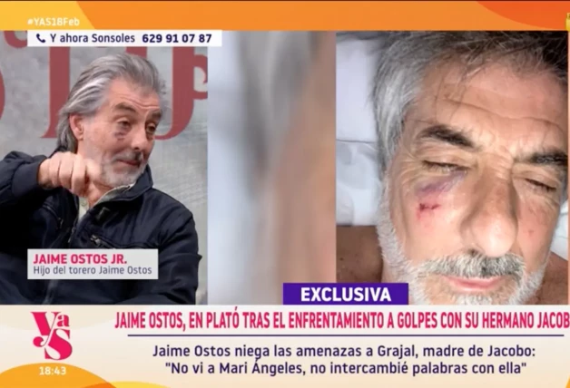 Jaime Ostos Jr, herido, en televisión.