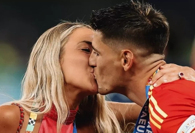 Alice Campello y Álvaro Morata, en la final de la Eurocopa 2024