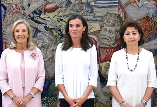 La reina Letizia en su primer acto en la Zarzuela.