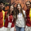 Leonor y Sofía con Rafa Nadal y Alcaraz tras el partido.