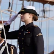 Leonor, embarcando en el Juan Sebastián Elcano.