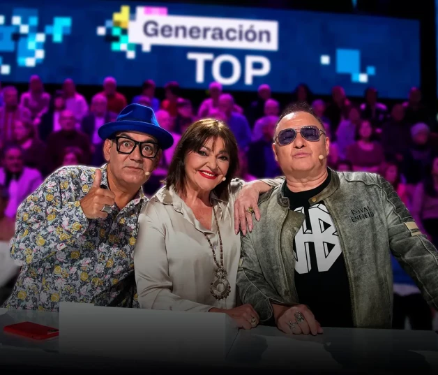 Charo Reina junto a José Corbacho y a Chimo Bayo en 'Generación Top'.