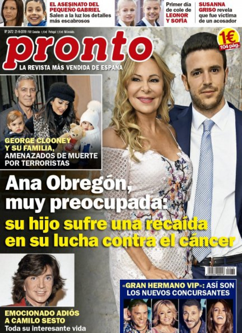 Imagen de la portada de la semana de la revista Pronto con Ana Obregón y Álex Lequio