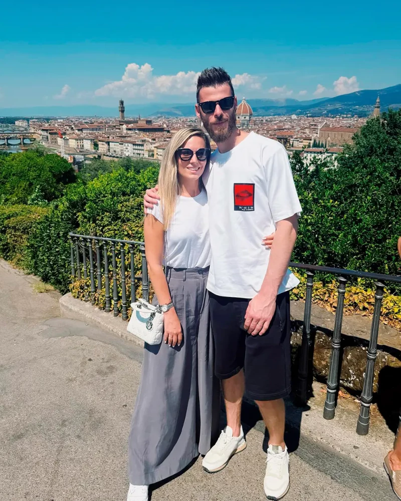 Edurne y David De Gea posando juntos en un mirado de Florencia