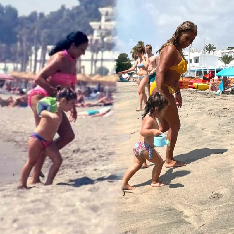 Lolita pasea con su nieta por la playa como lo hizo Lola Flores en su día.