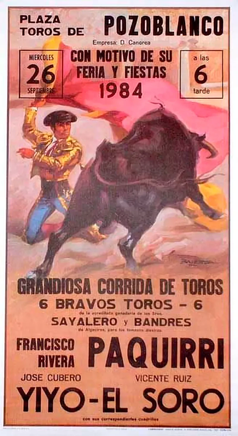 Cartel de corrida de toros con Paquirri y El Soro