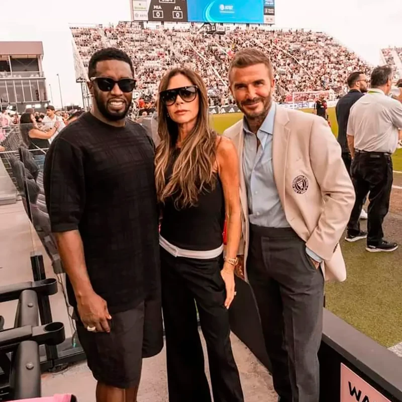 El rapero Puff Daddy con los Beckham.