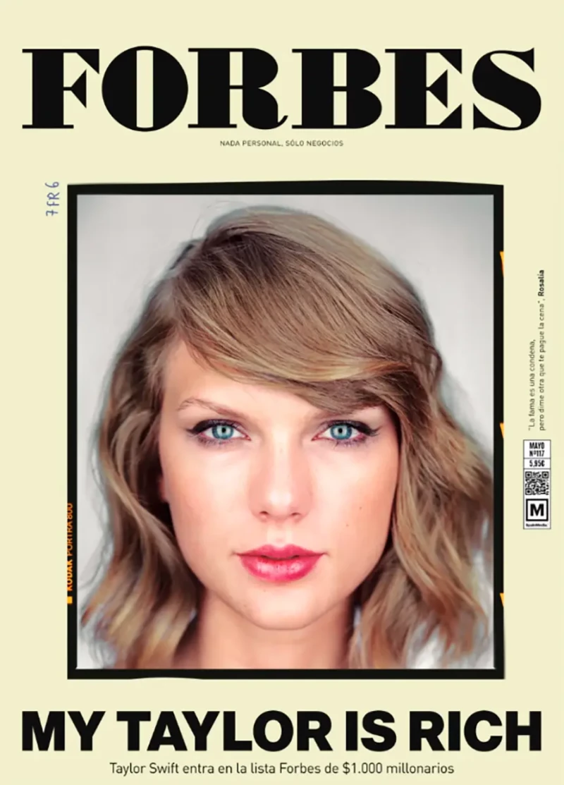 Taylor Swift en la portada de 'Forbes'.