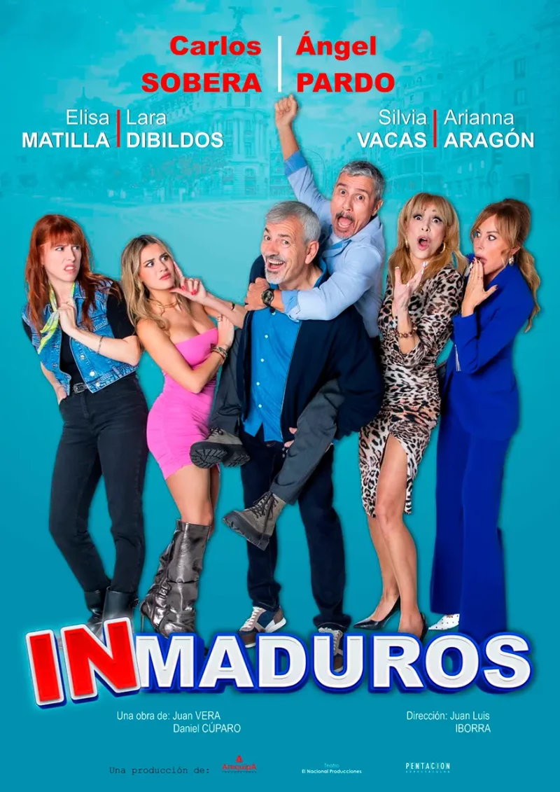 Carlos Sobera en el cartel de una nueva obra de teatro titulada 'Inmaduros'.