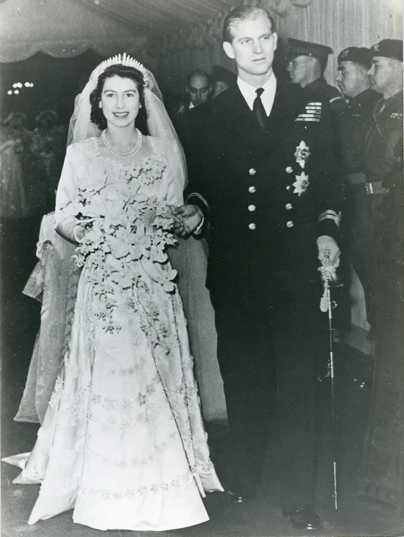 Isabel y Felipe de Edimburgo el día de su boda.