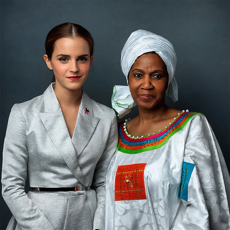 Emma Watson junto a una mujer africana.