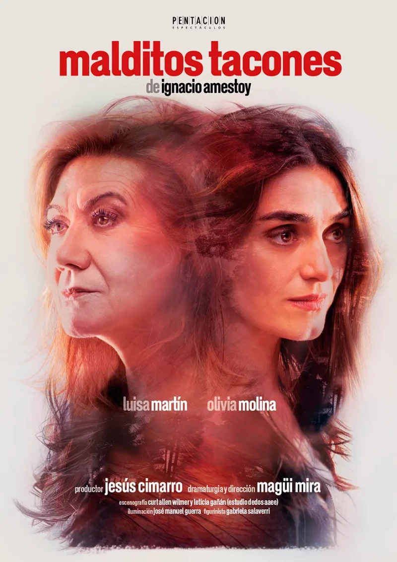 Luisa Martín junto a Olivia Molina en el cartel de la obra de teatro 'Malditos tacones'.