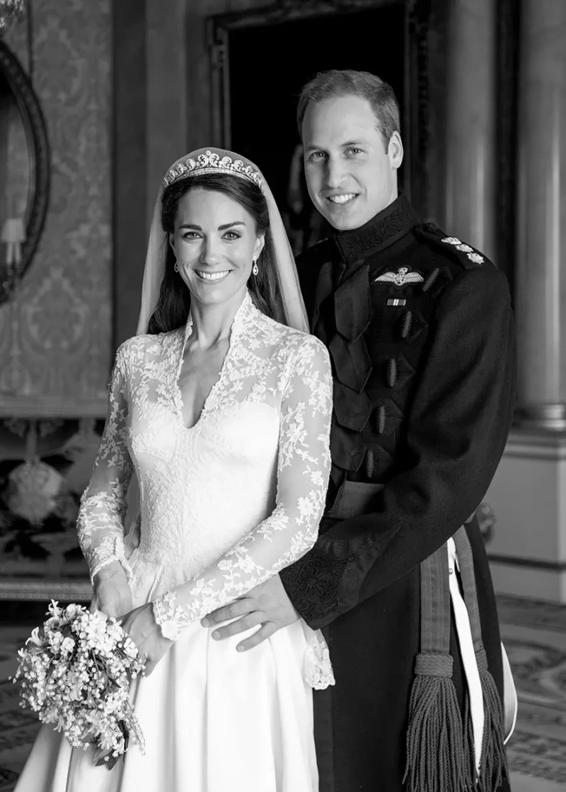 Kate Middleton y el Príncipe Guillermo el día de su boda.