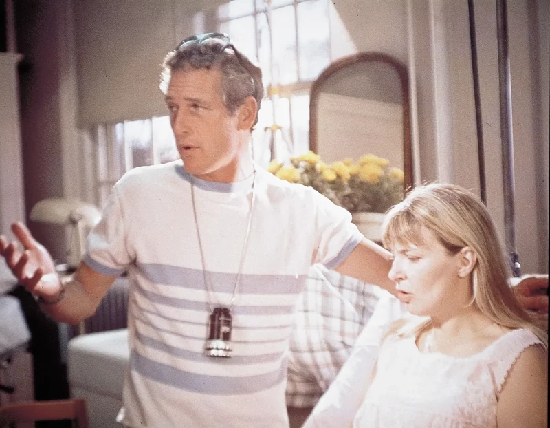 joanne woodward junto a Paul Newman en el rodaje de Raquel Raquel