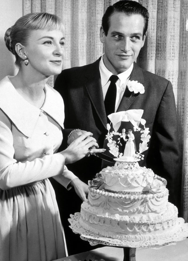 joanne woodward junto a Paul Newman el día de su boda