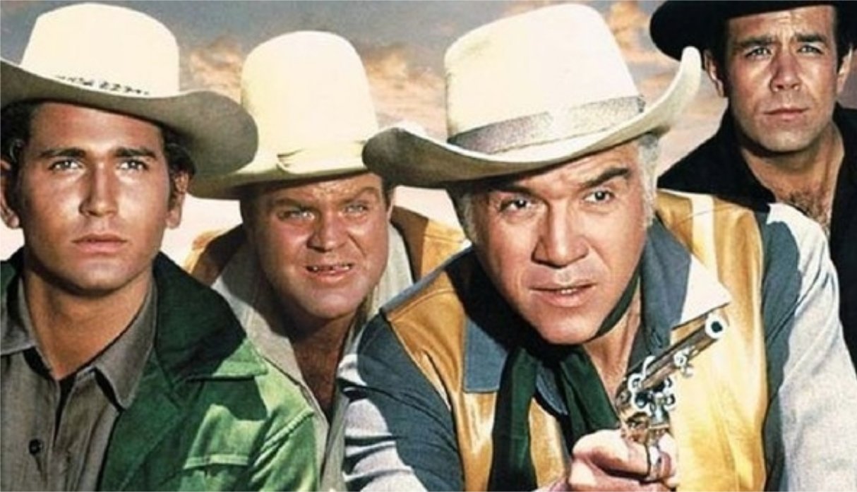 Michael junto al resto de protagonista de "Bonanza".