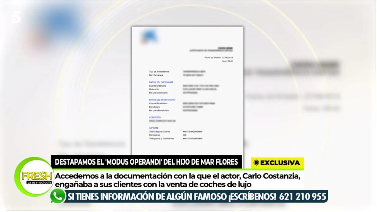 El programa muestra los falsos documentos de los estafadores.