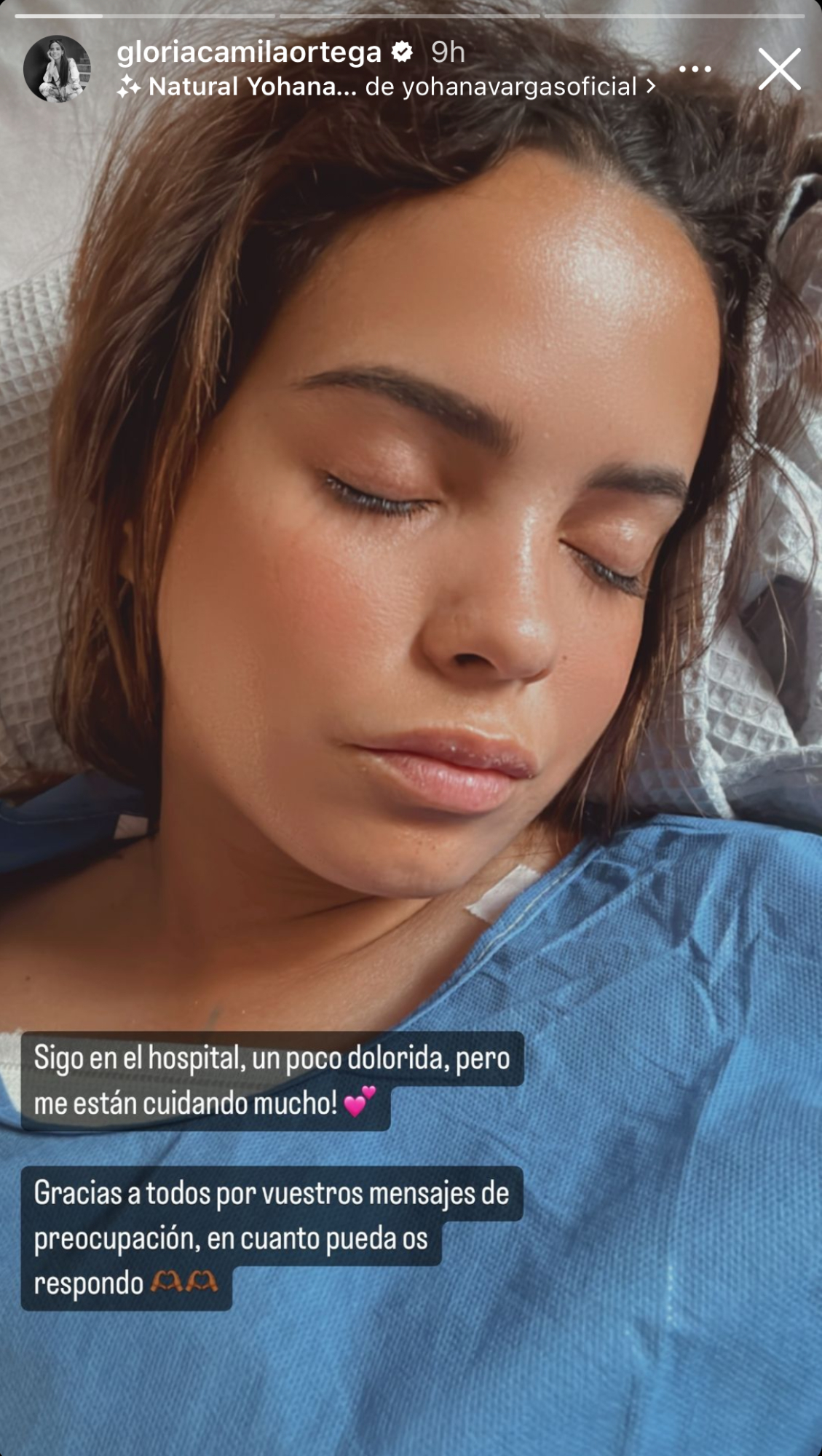 Gloria Camila ingresada en el hospital