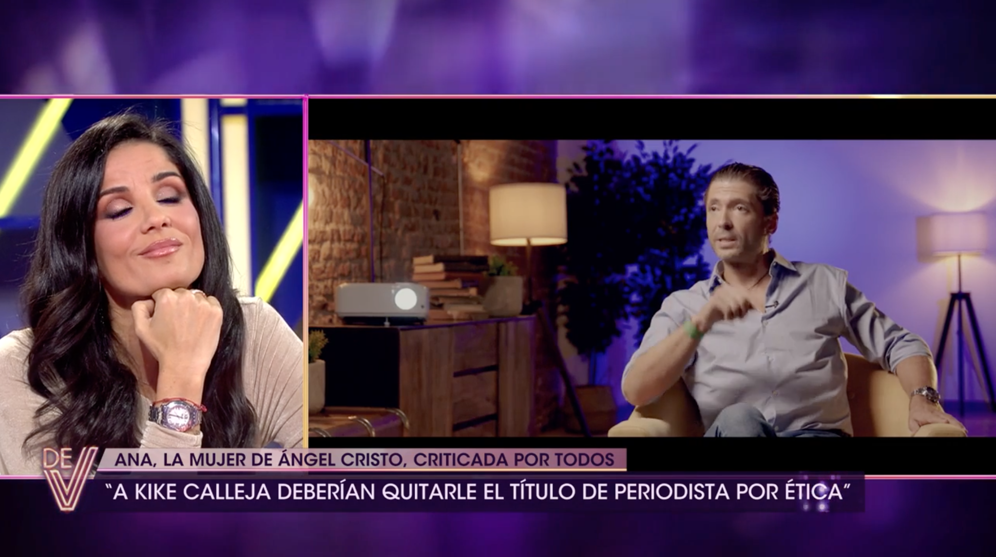 Ángel Cristo durante su entrevista en 'De Viernes' mientras Ana Herminia le veía en plató