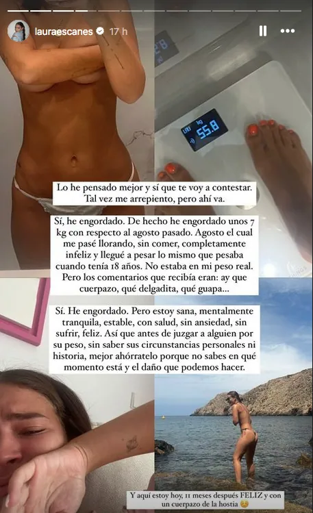 Respuesta de Laura Escanes en sus redes sociales para responder a las críticas.