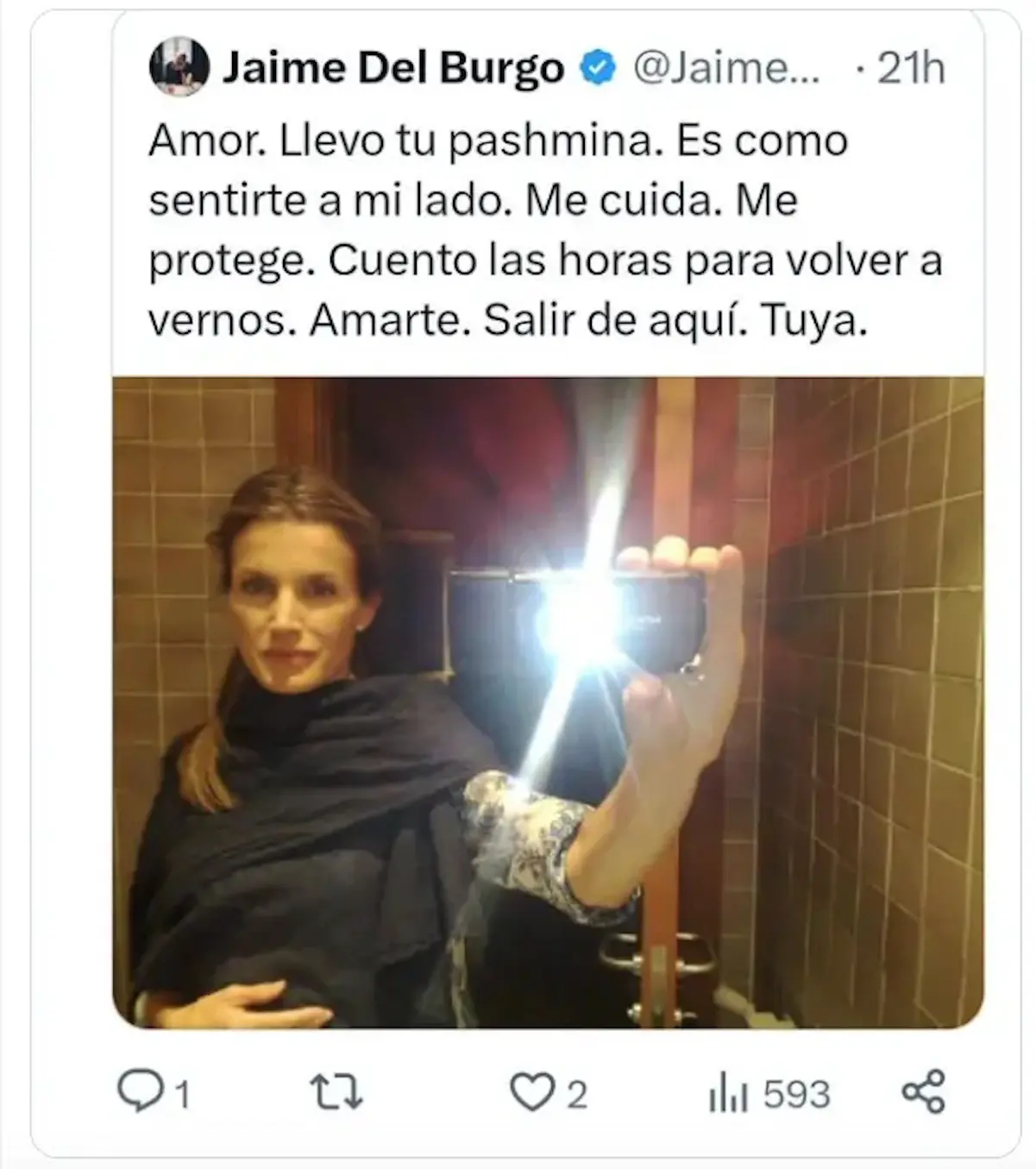 Imagen que compartió Jaime del Burgo de Letizia