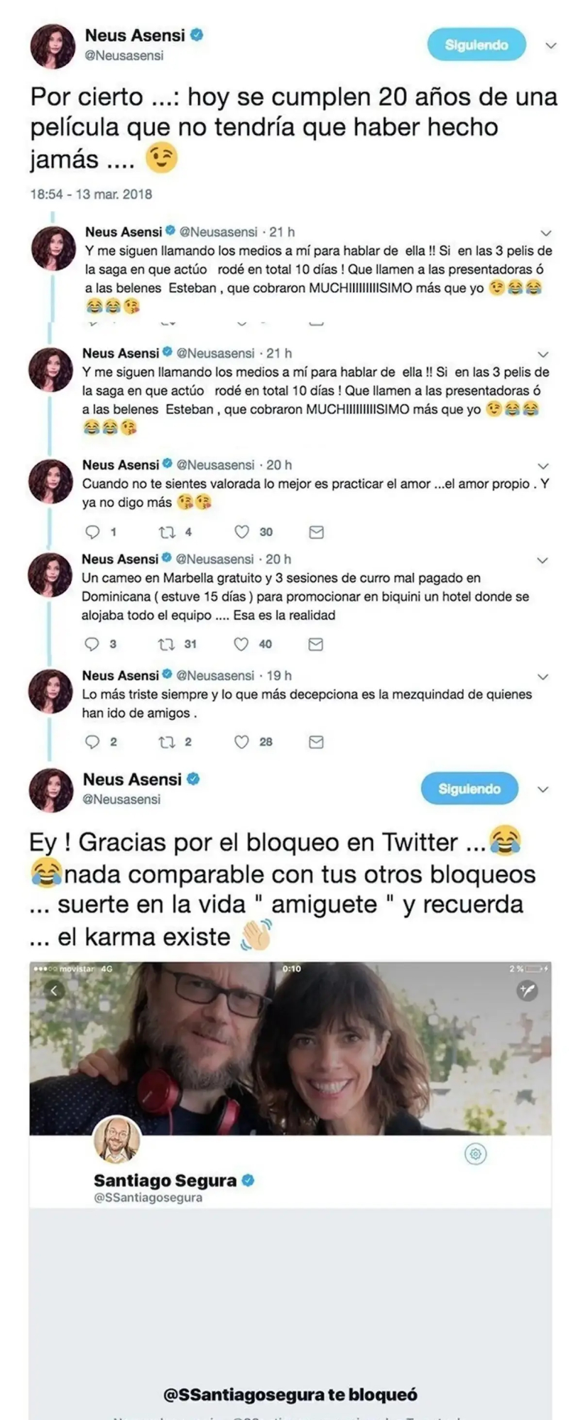 Pelea Twitter Santiago Segura y Neus Asensi