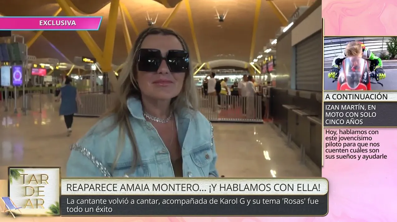 Amaia Montero en el aeropuerto de Barajas.