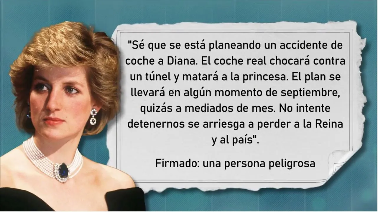 La carta que anunciaba la muerte de Lady Di.