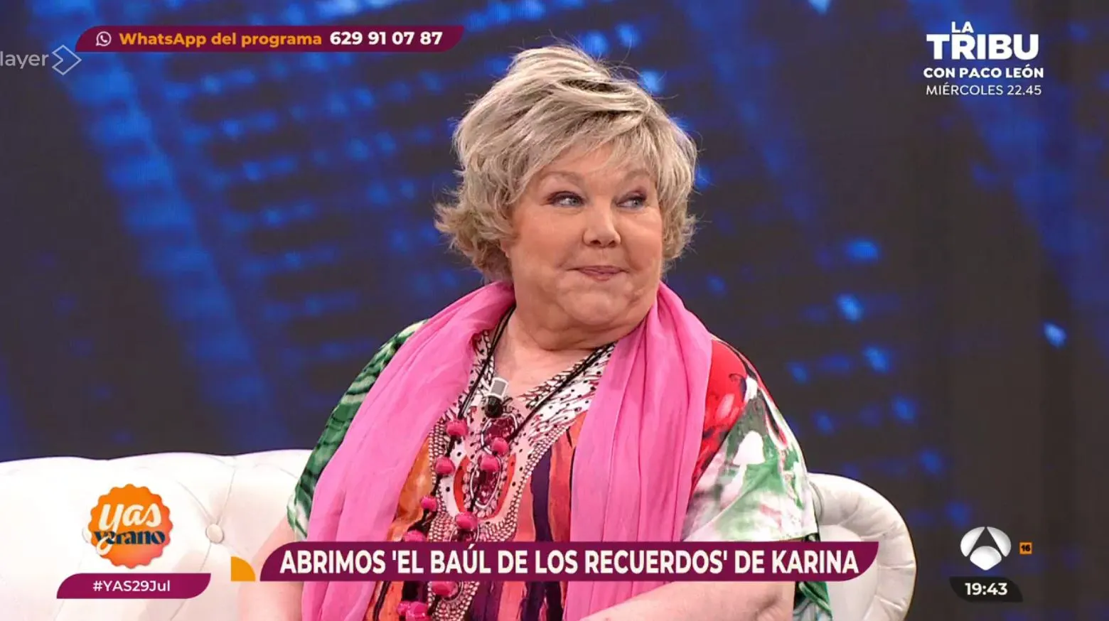 Karina durante su entrevista en 'Y ahora, Sonsoles'.