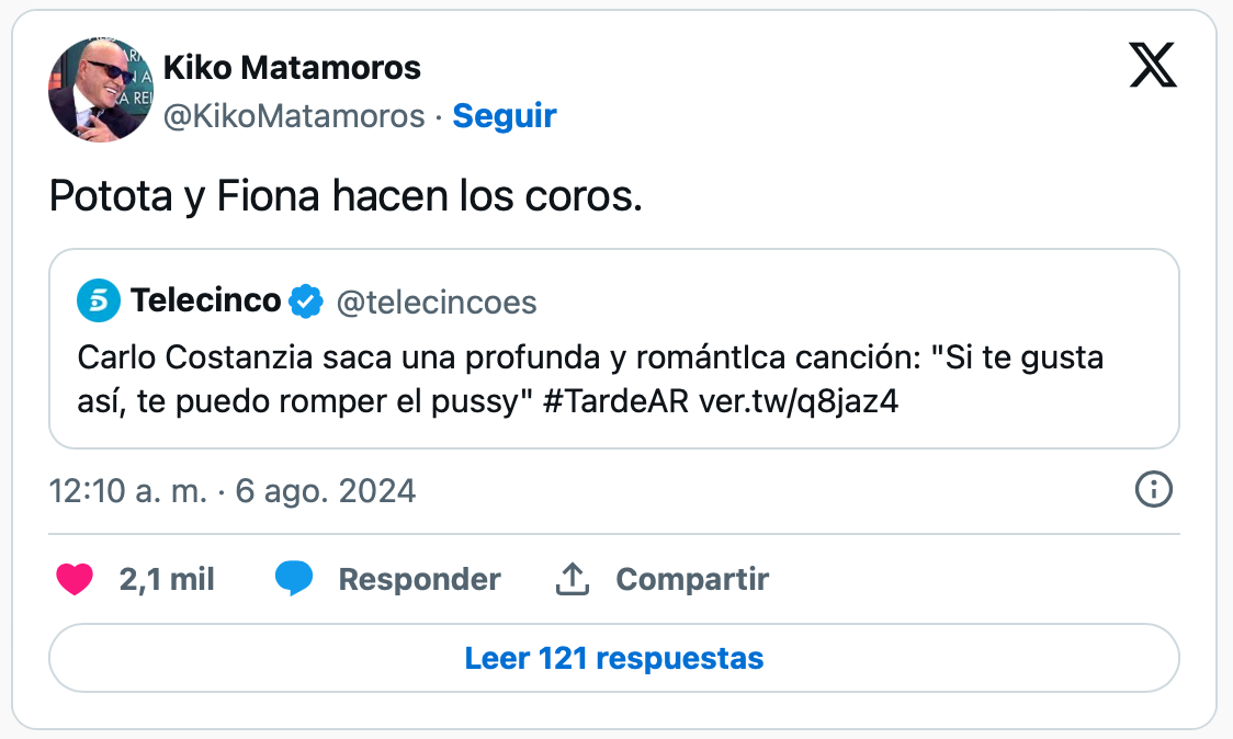 Tweet de Kiko Matamoros contra Terelu y Carmen Borrego.