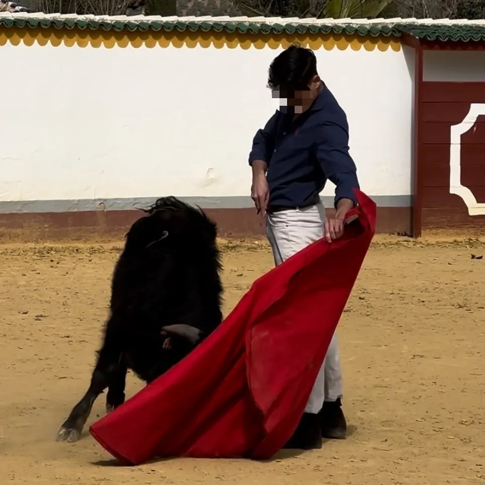 José, el hermano de Ana Soria, toreando.