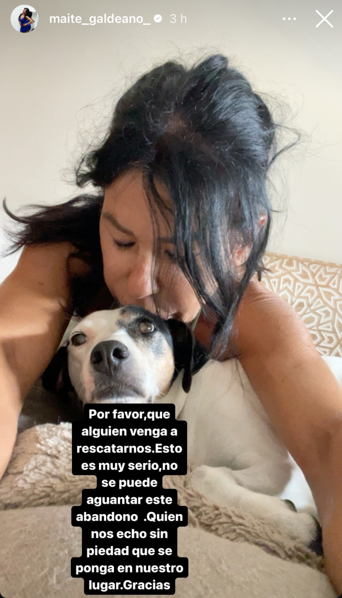 Maite Galdeano pide ayuda a sus seguidores.