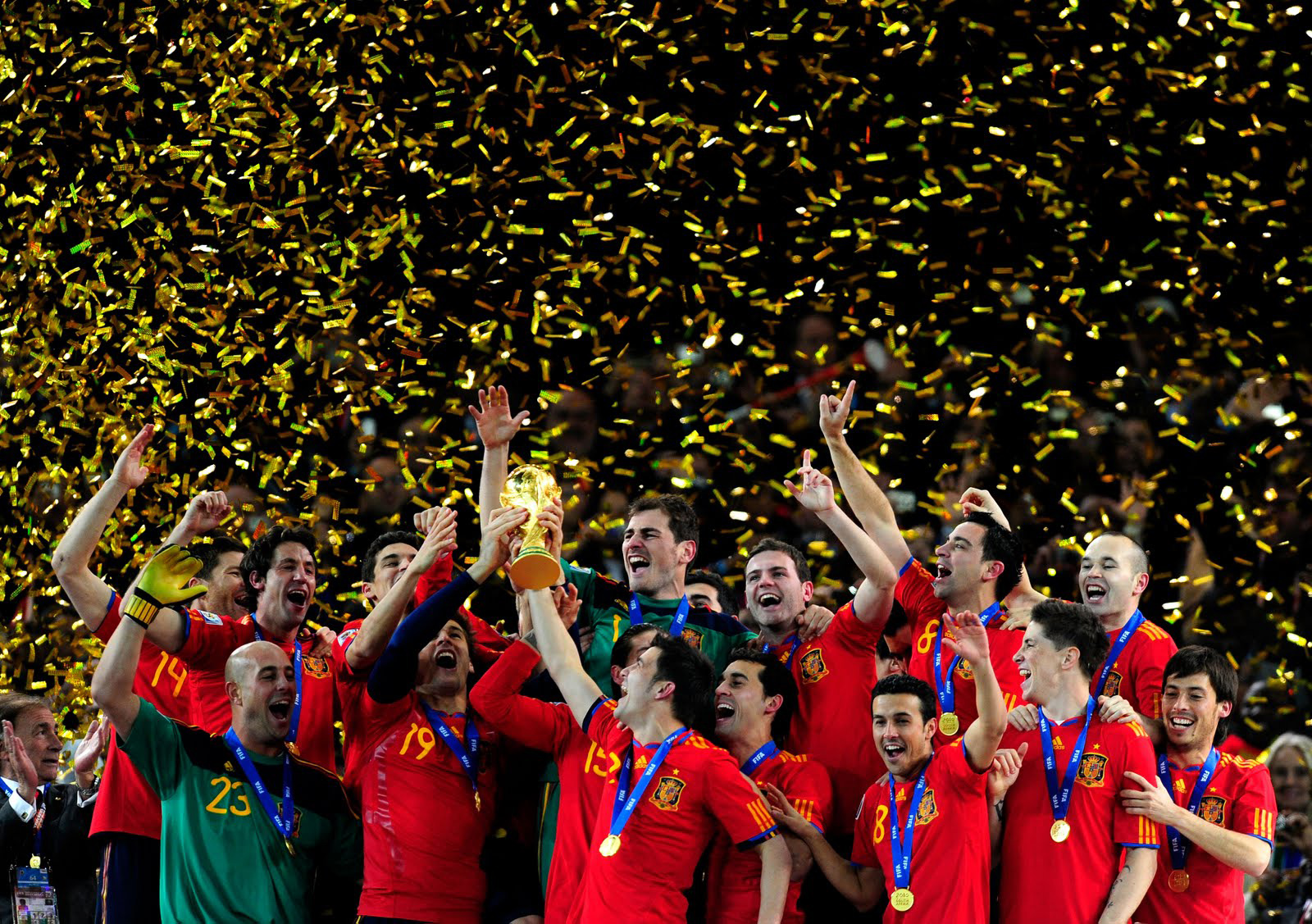 La Selección Española masculina cuando ganó el Mundial el 2010.