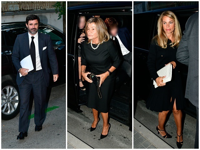 Antonio Matos, Cari Lapique y Carla Goyanes, a su llegada a la misa funeral de Carlos y Caritina Goyanes