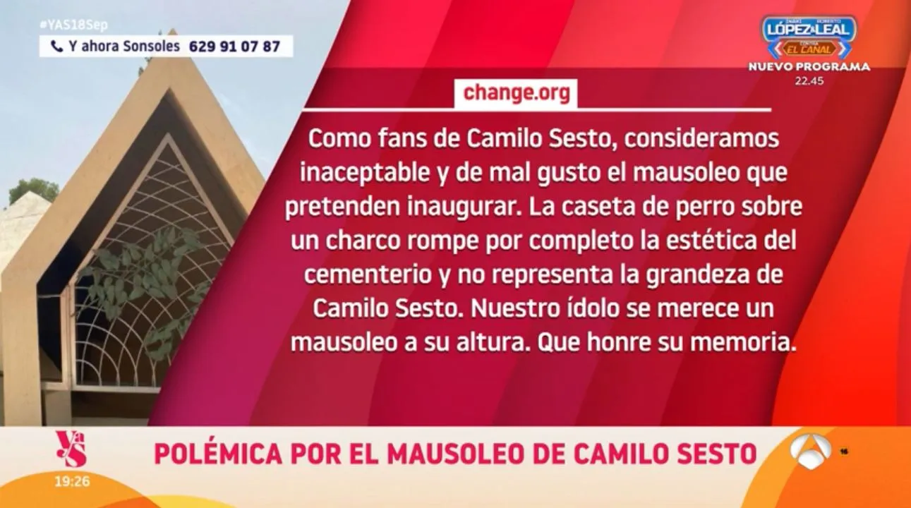 Los fans de Camilo Sesto, indignados con su mausoleo.