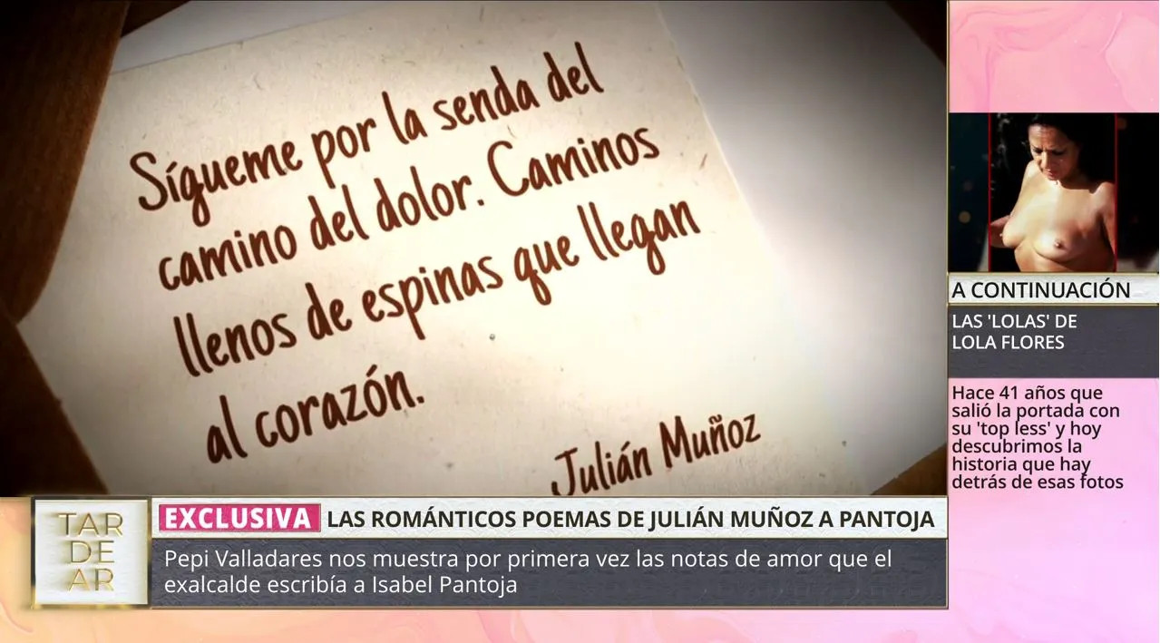 Los poemas que Julián Muñoz escribía a Isabel Pantoja.