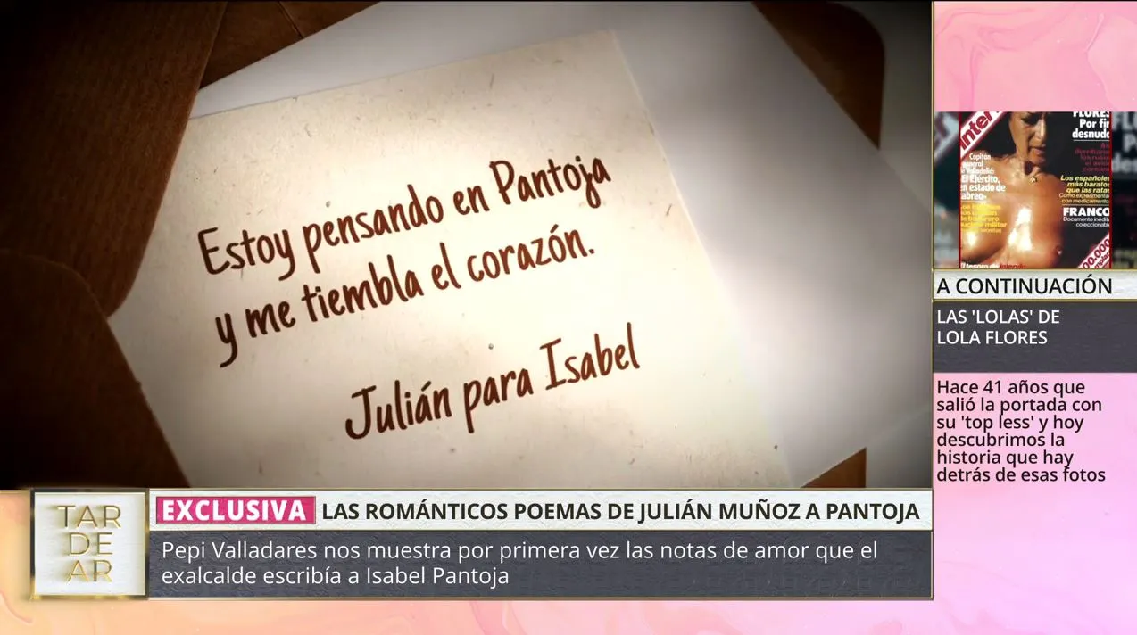 Los poemas que Julián Muñoz escribía a Isabel Pantoja.