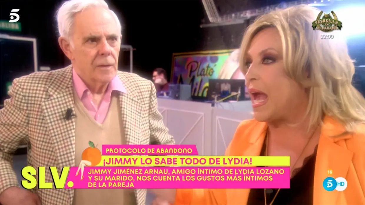 En una edición de 'Sálvame', su último trabajo televisivo, durante un enfrentamiento con Lydia Lozano, cuando contó intimidades de ésta con su marido, Charly, gran amigo de Jimmy.