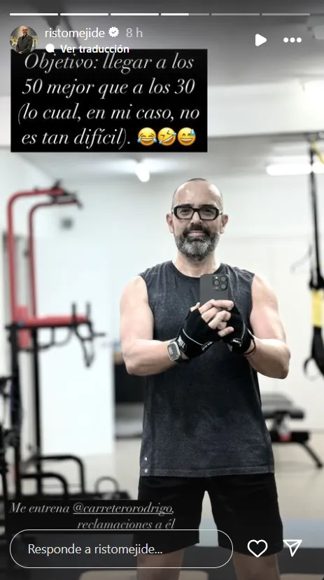 Risto Mejide en un story en el gimnasio