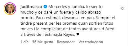 Comentario de Judit Mascó en una publicación de Mercedes Milá